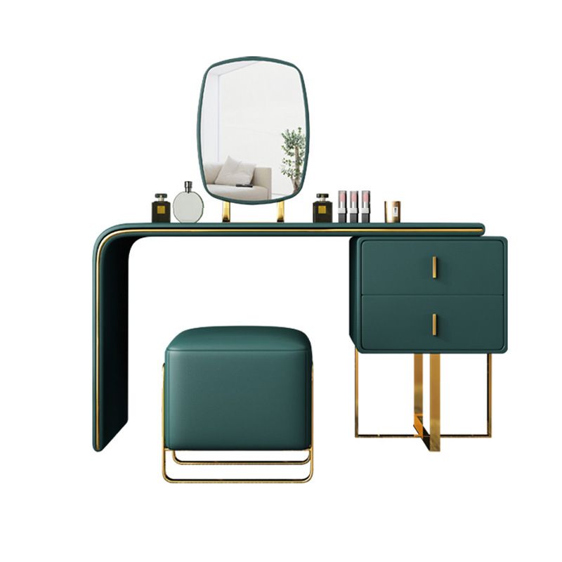 Glam Make-up Vanity with 2 Storage Drawers 20.47" Wide Faux Leather Dresser