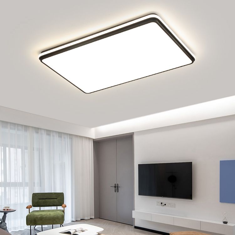 Minimalism Ceiling Light Fixture Black Flush Mount with Metal for Living Room
