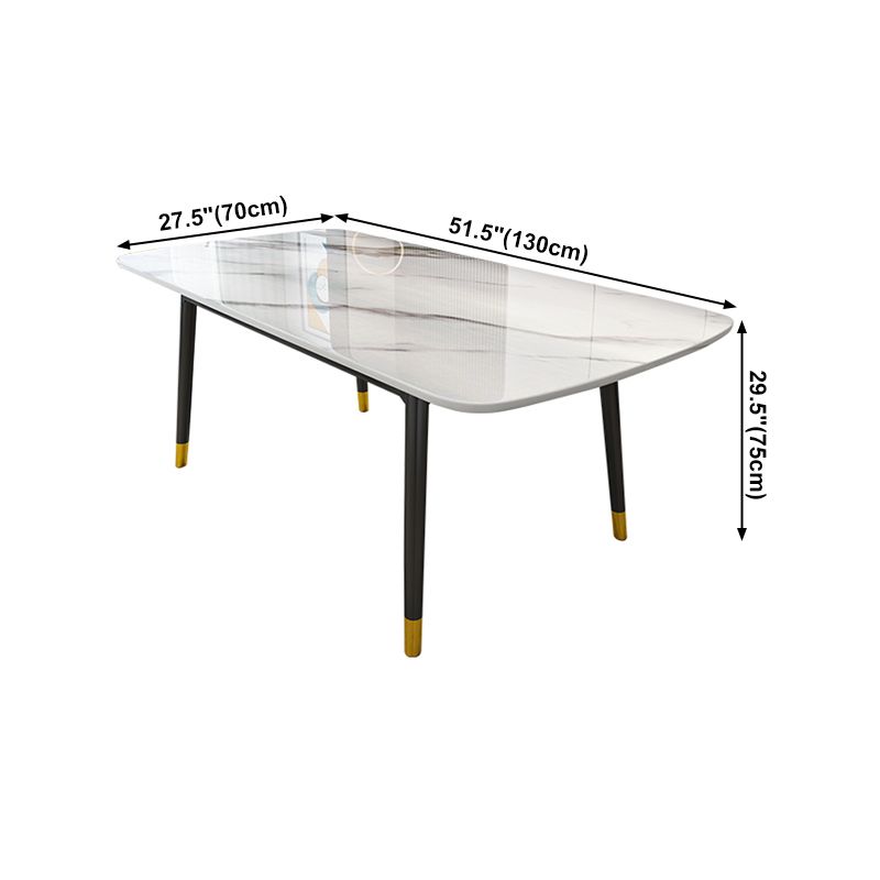 Mesa de comedor de piedra sinterizada Estilo de lujo 4 patas Mesa de rectángulo de base de acero al carbono para el hogar