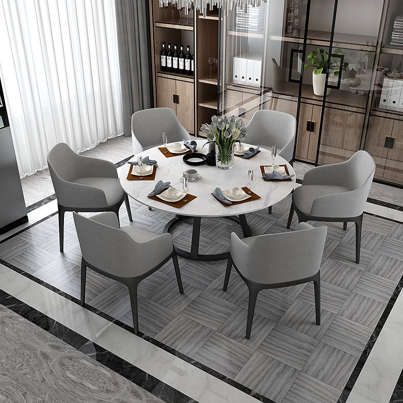 Round Marble Top Dining Table in White Traditional Luxury Dining Table