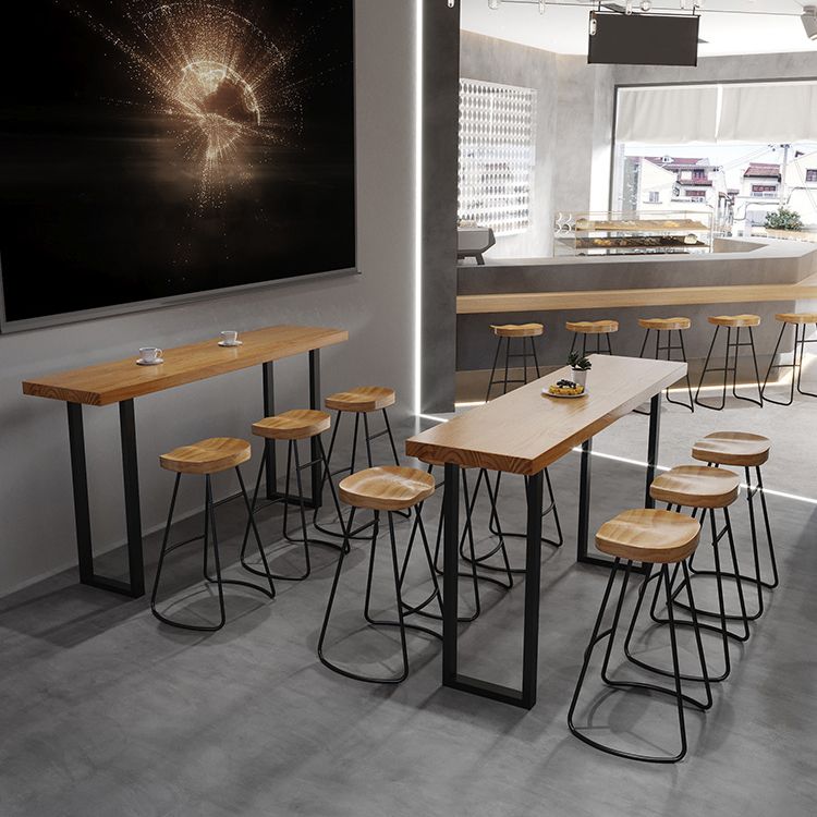 Rectangle Solid Wood Sled Base Bar Table for Kitchen Dining Room