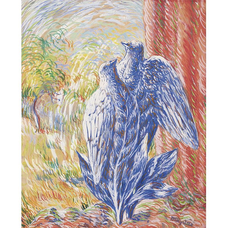 Surreal Botanical Bird Wallpaper Murals Red-Yellow-Blue Washable Wall Decor for Living Room