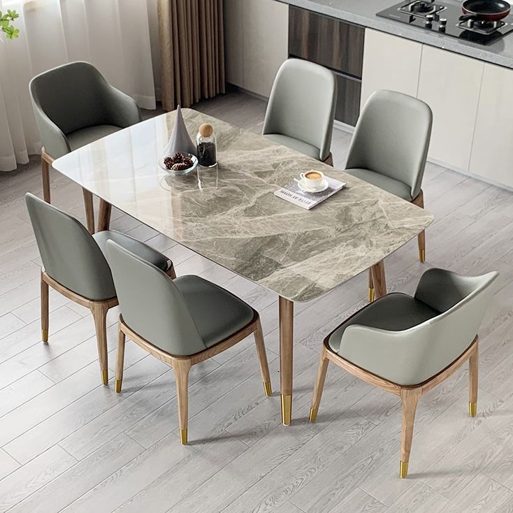 Mesa de comedor bicolor de piedra sinterizada Mesa de lujo de 4 patas para comedor