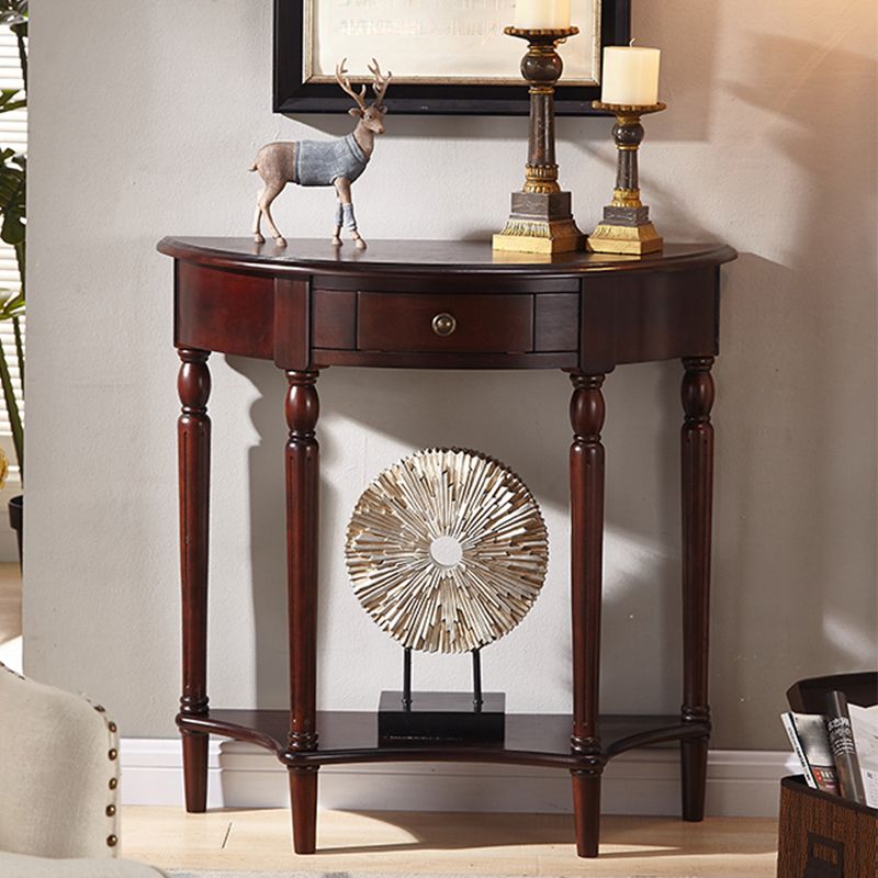 4 Legs Mid-Century Modern Wood Console Table with Single Drawer