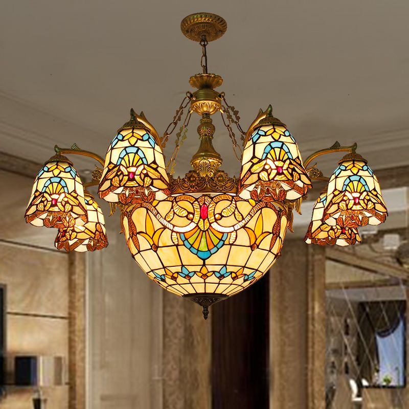 Sputnik Pendante en fer forgé dans Tiffany Creative Style Glass Sanging Lamping for Dining Room