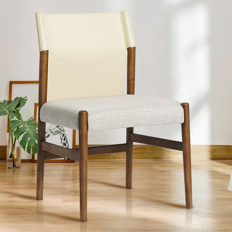 Modern Indoor Armless Dining Chairs Upholstered Linen Fabric Chair