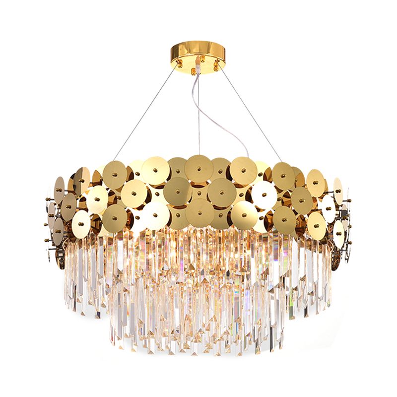 Aste di cristallo a livello lampadario glam glam oro tamburo soffitto soffitto