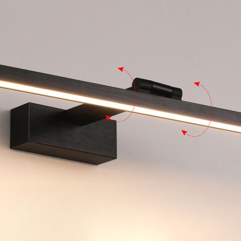 Metal linear Shade Mirror Wall Lights Modern 1 Head Wall Mount Fixture in Black