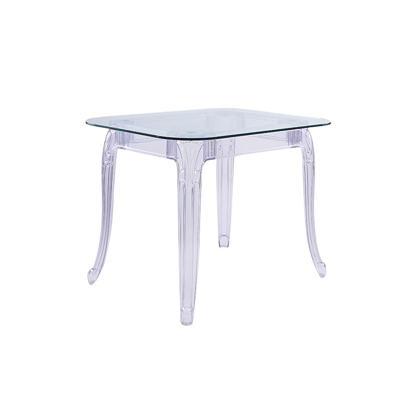 Modern Glass Dining Table Clear Dining Table with Plastic Base