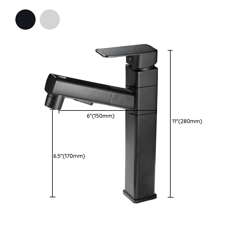 Bathroom Faucet Pull-out Lever Handle Single Hole Washroom Faucet