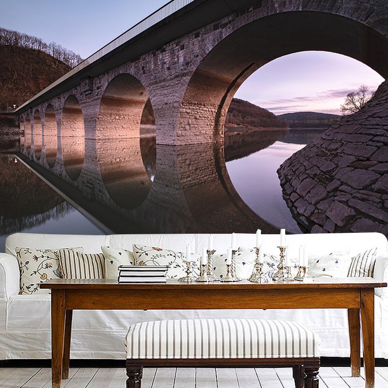 Brick Bridge Architecture Mural Wallpaper Stain Resistant Wall Decor for Home Decor