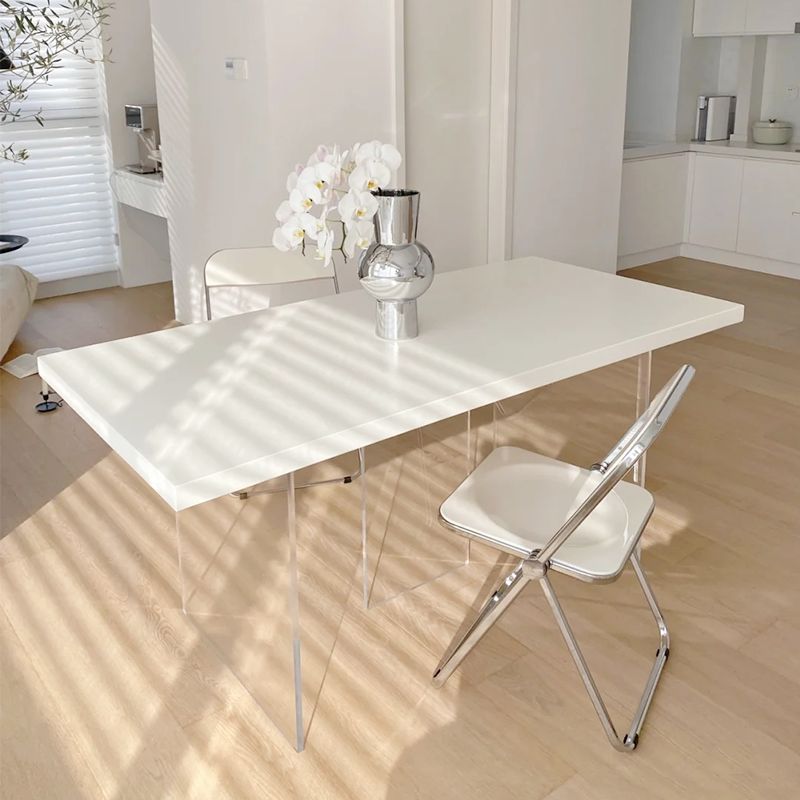 Simple Style Dining Table Acrylic Legs Table Home Rectangle Dining Table