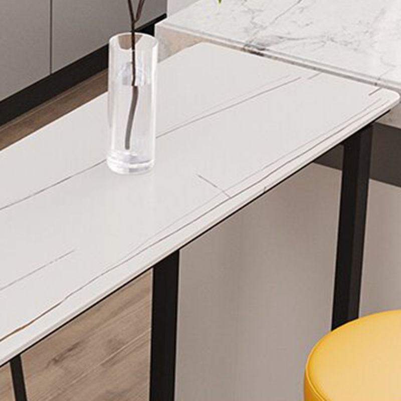 Modern Bar Wine Table Sled Indoor Rectangle Faux Marble Counter Height Table in White