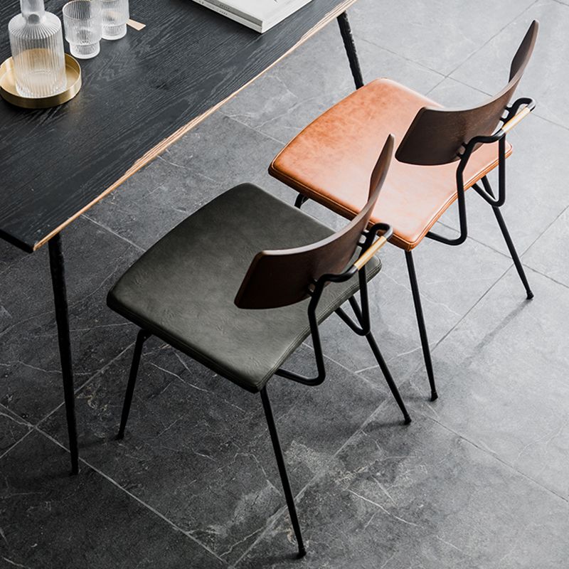 Chaises de salle à manger style contemporain Chaise sans accoudoirs à dossier ouvert avec pieds en métal