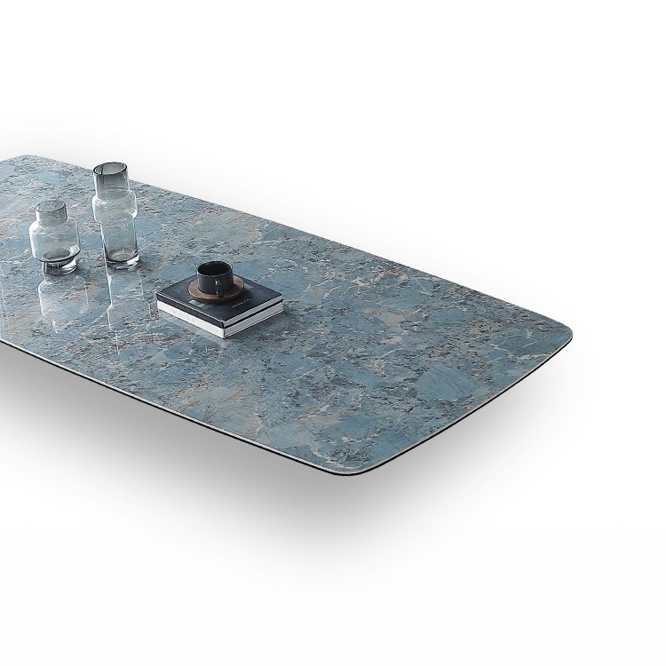 Blau Rechteck Sintered Stone Esstisch für 4/6 mit Glasbasis -Ess -Set für Restaurant