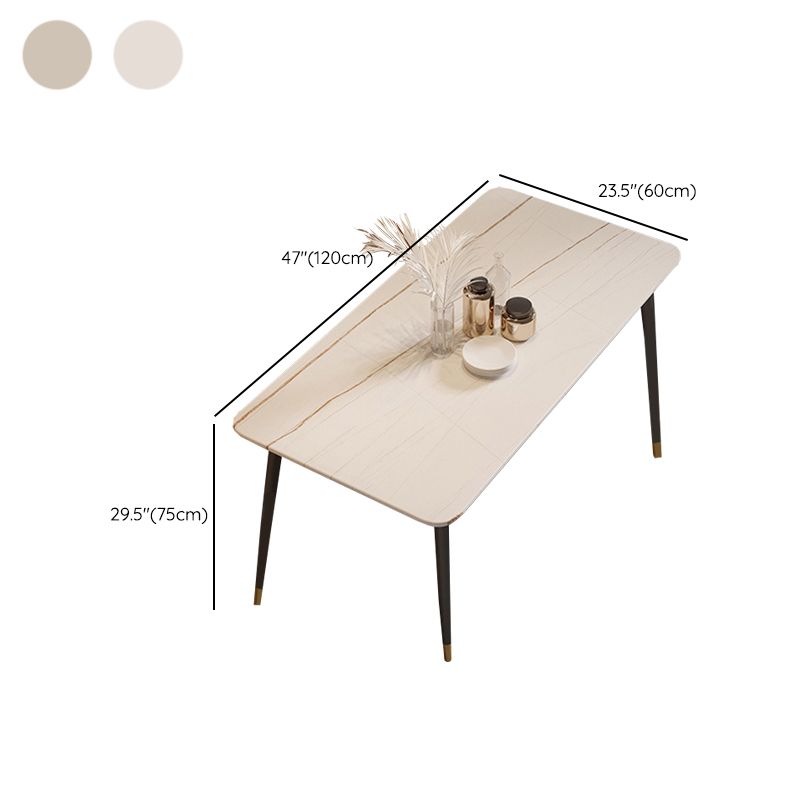 Rectangle Black Base Dining Table Modern Stone Table for Living Room