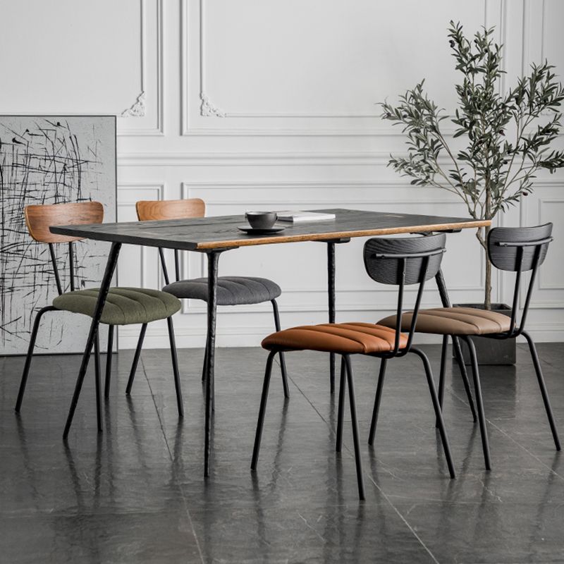 Chaises de salle à manger de style industriel, chaises latérales de cuisine sans accoudoirs avec pieds en métal