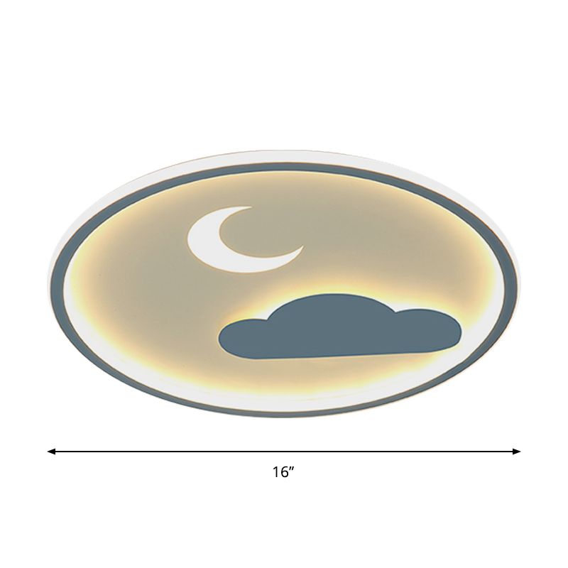 Cloud and Crescent Acrylic Flushmount Simple LED Blue Flush Light Fixture in Warm/White Light