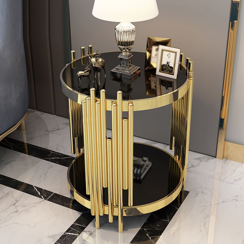 Marble/glass Round Coffee Table with Three Legs for Living Room