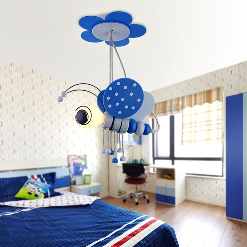 Illuminazione a forma di sospensione ape in stile per bambini metallizzato a 1 asilo a sospensione su soffitto.