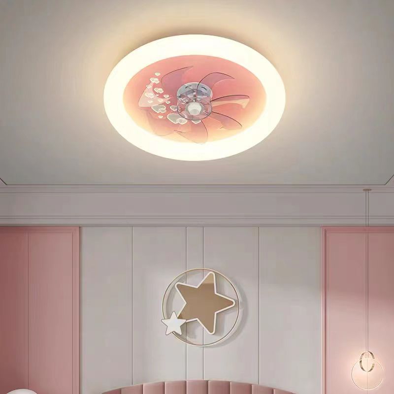 Round Shape Ceiling Fan Light Children LED Ceiling Mount Lamp with Acrylic Shade