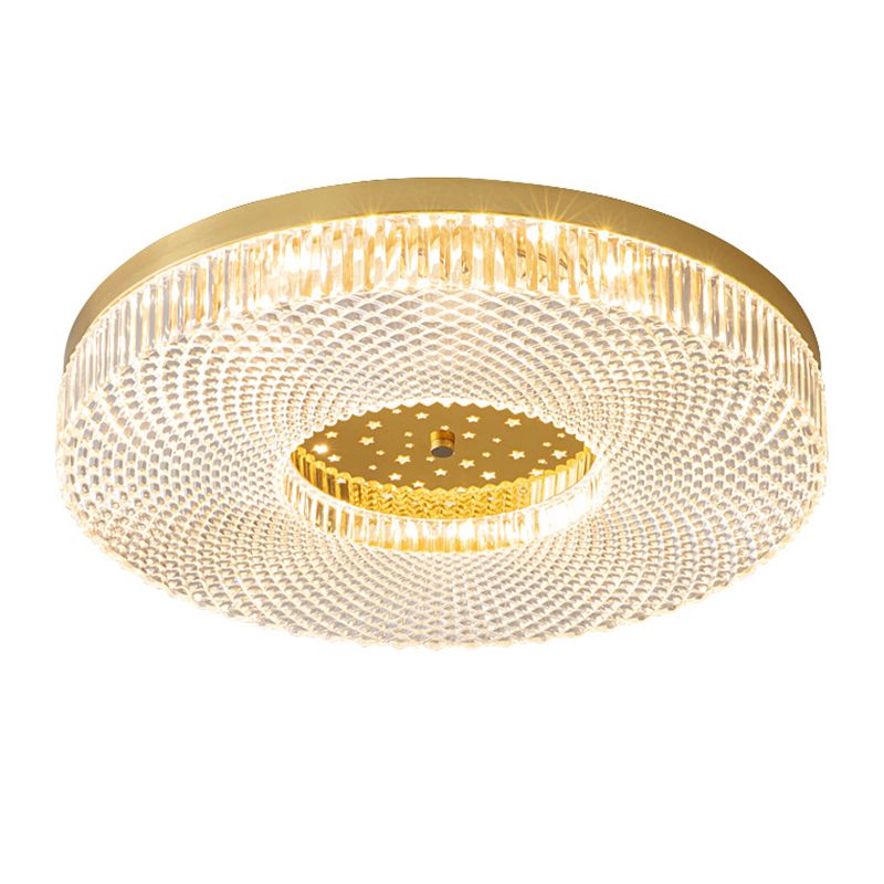 Modern Circular LED Flush Mount Lighting Golden / Black Ceiling Light for Bedroom