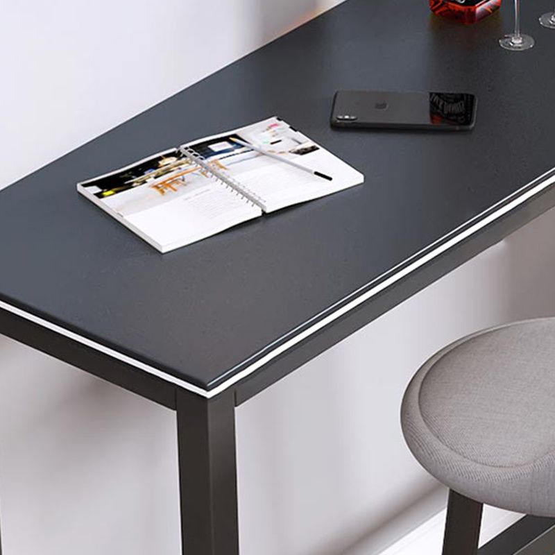 Matte Finish Faux Wood Bar Table Modern Pub Table with Metal Frame