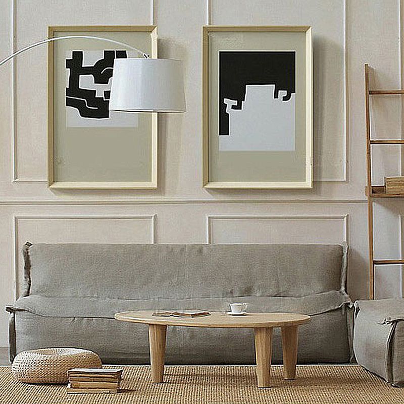 Cotton Blend/ Faux Leather Sofa Armless Settee for Three People