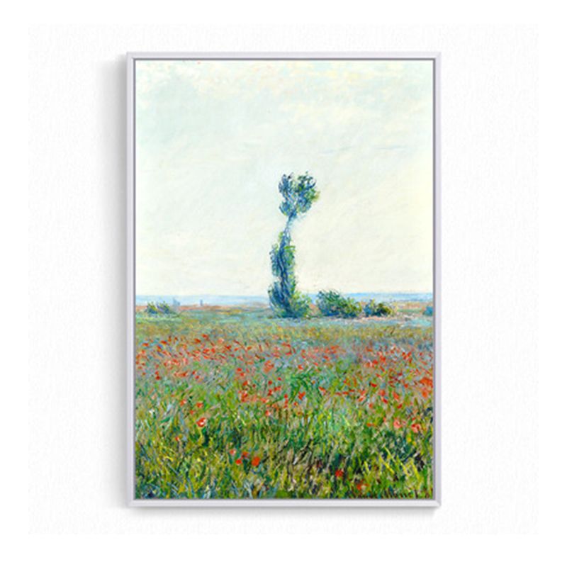 Canvas Green Art Print Farmhouse Monet Blooming Flower Field Painting Wall Decor