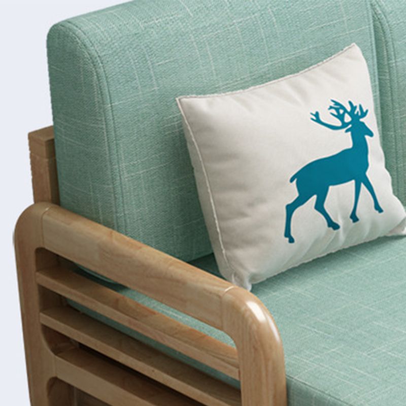 Nordic Settee Cushions Sectional Square Arm Fabric Seating for Living Room