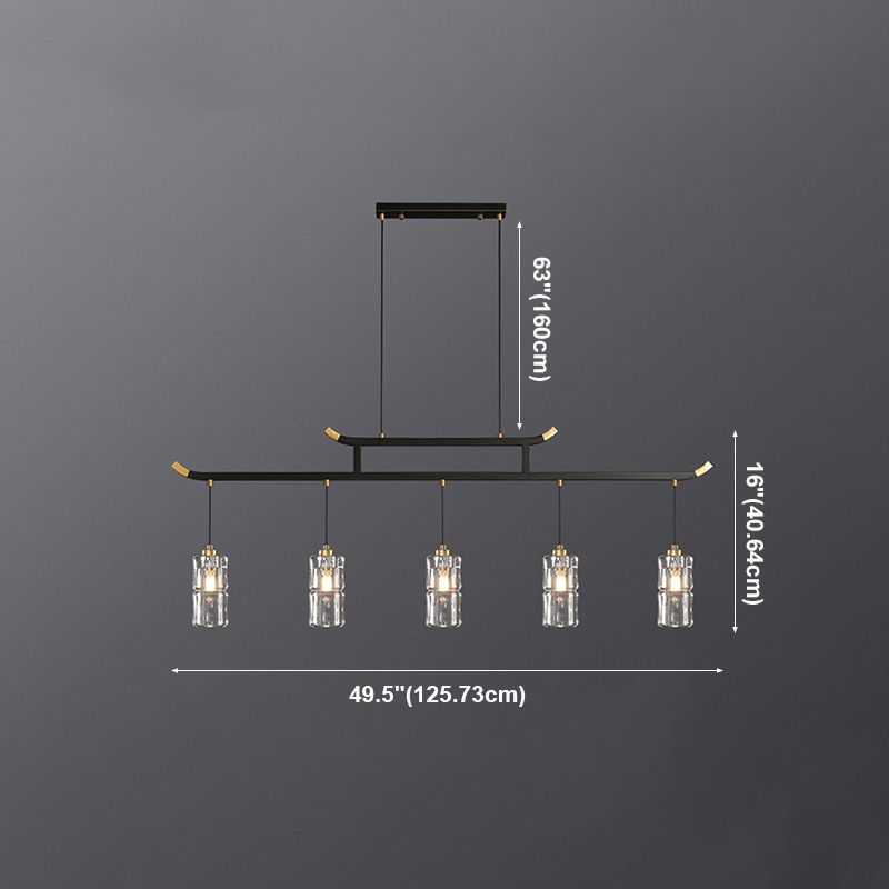 Accesorios de iluminación de la isla de cilindro iluminación de isla de cocina contemporánea con sombra de cristal