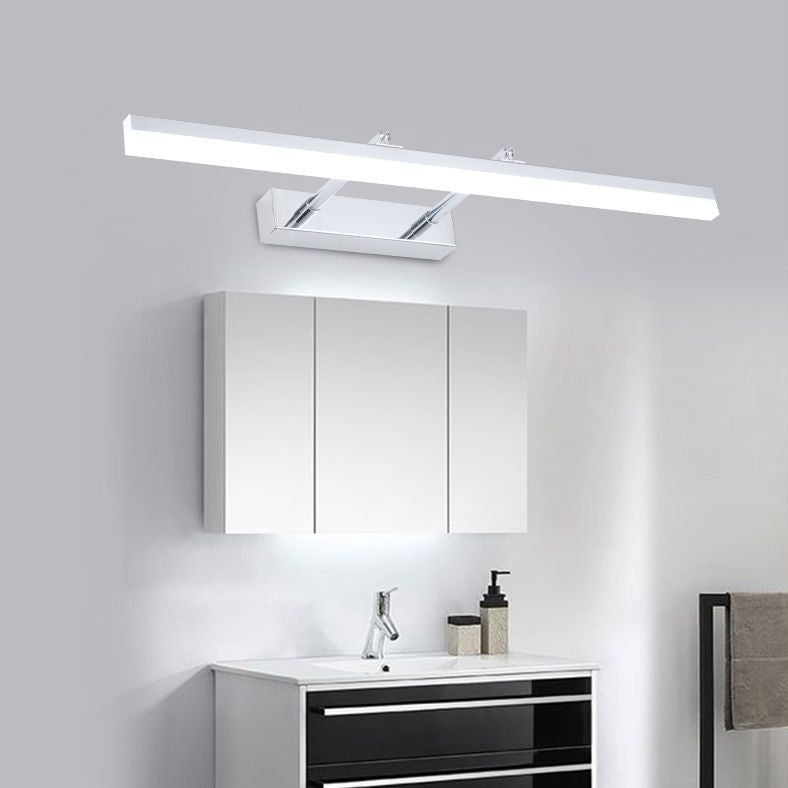 Metal Linear Shade Swing Arm Wall Lights Modern 1 Head Wall Mount Fixture in Silver