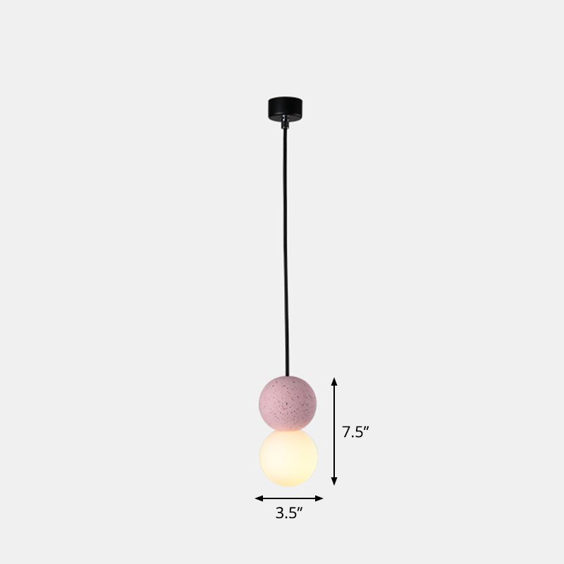 Simple Gourd Shaped Hanging Lamp Terrazzo 1-Light Bar Pendant Lighting with Opal Glass Shade