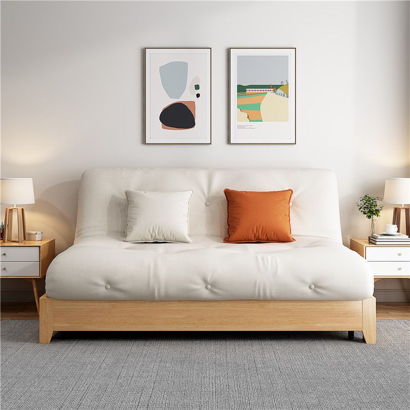 Scandinavian Beige Futon Sleeper Sofa Armless Futon and Mattress