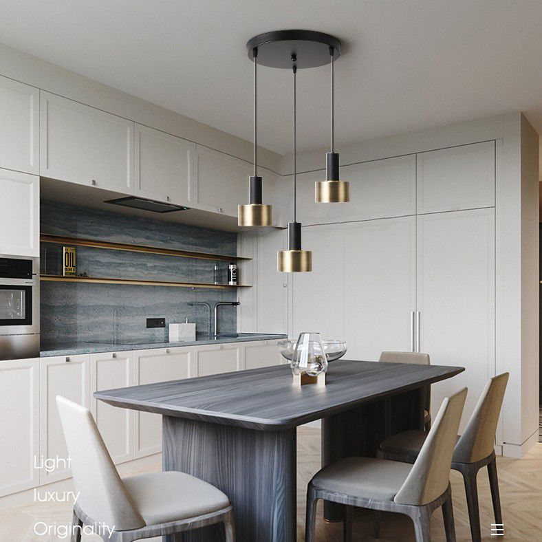 Lampe suspendue noire à 3 légers dans un pendentif en métal de style luxe moderne Lumière en métal pour salle à manger