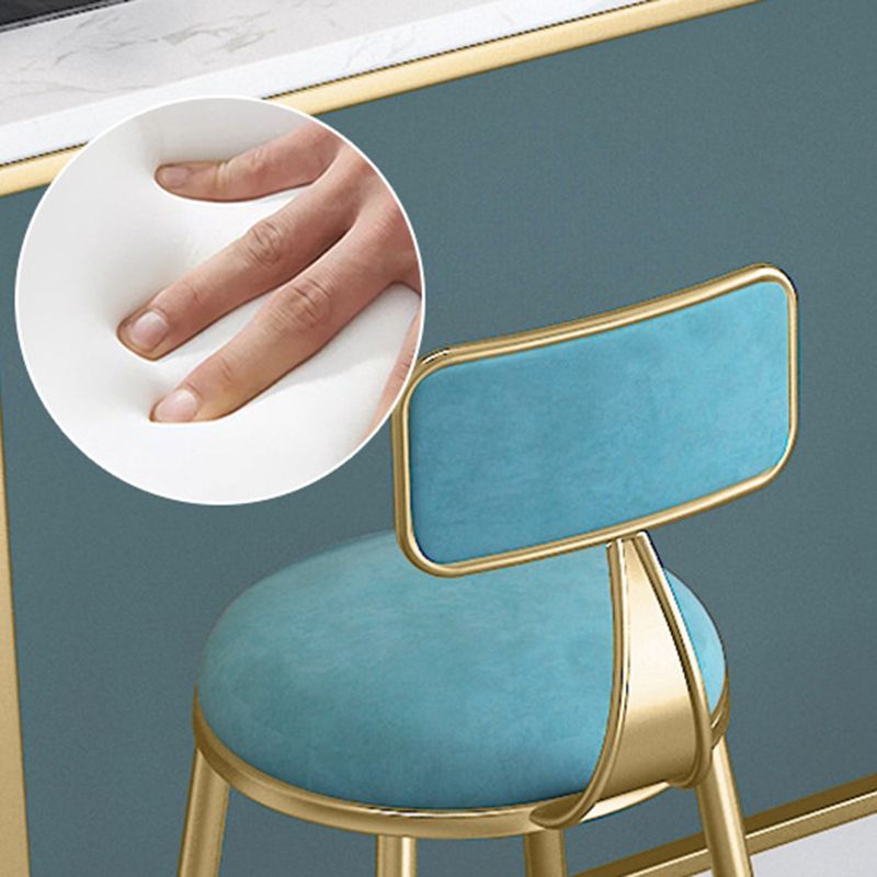 Glam Round Bar Stools Armless Backrest Dining Stools with Cushion