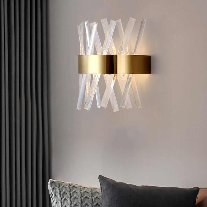 Crossed Clear Crystal Strip Sconce Lights Post-modern Style Simplicity Wall Light in Gold