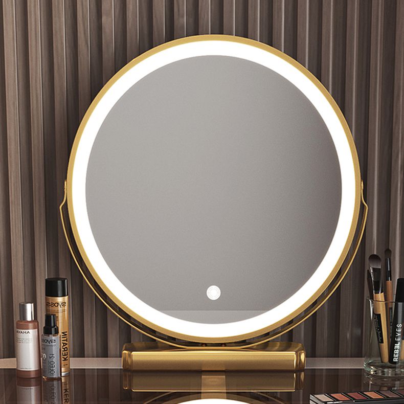 Glass Top Make-up Vanity Wood Dressing Table with  Storage Drawers