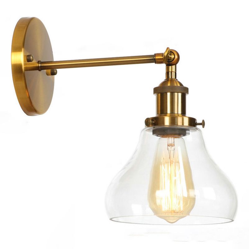 Illuminazione da parete geometrica vetro in stile industriale 1 luce sconce in ottone