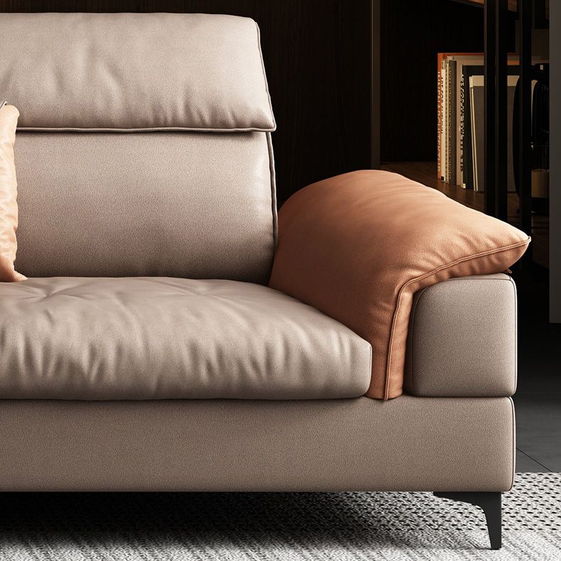 35"H Mid-Century Modern Sectional Sofa Leather Sleeper Sectional