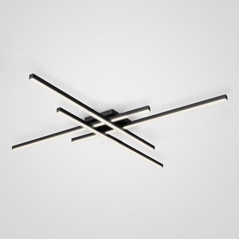 Modern Minimalist LED Linear Ceiling Light Aluminium Indoor Flush Mount with Acrylic Shade