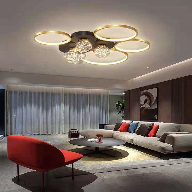 Moderne plafondlamp LED-cirkellicht Zwart Creatief foyerslaapkamerlicht