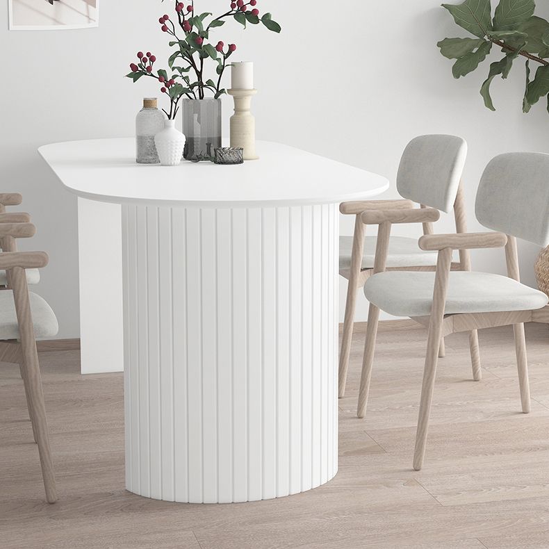 White Dining Table Modern Restaurant Furniture with Double Pedestal Base