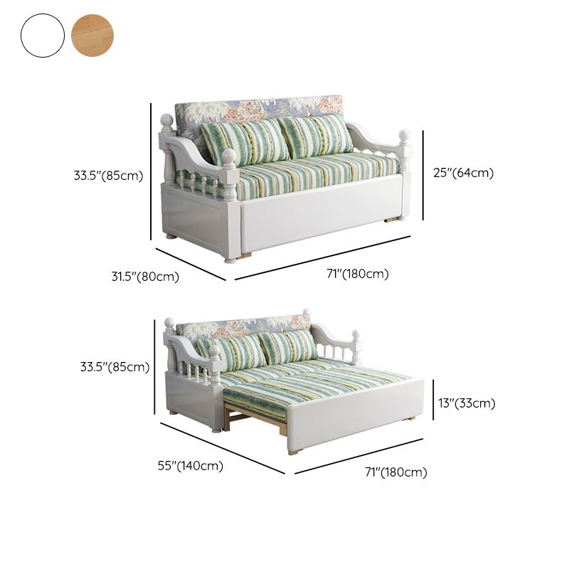 Contemporary Foldable Sleeper Sofa Green Linen Sofa Bed with Upholstered