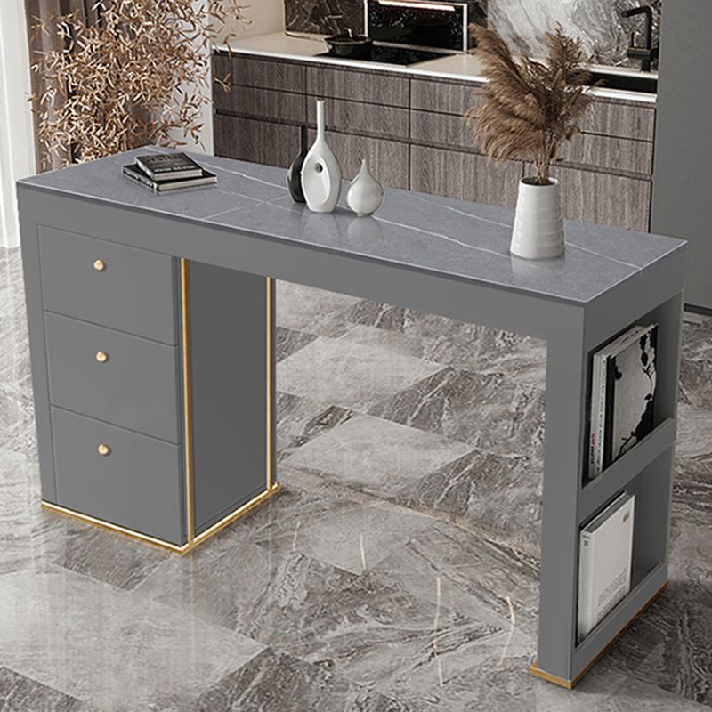 Contemporary Style 1/2/3 Pieces Stone Rectangular Bar Table Set for Indoor