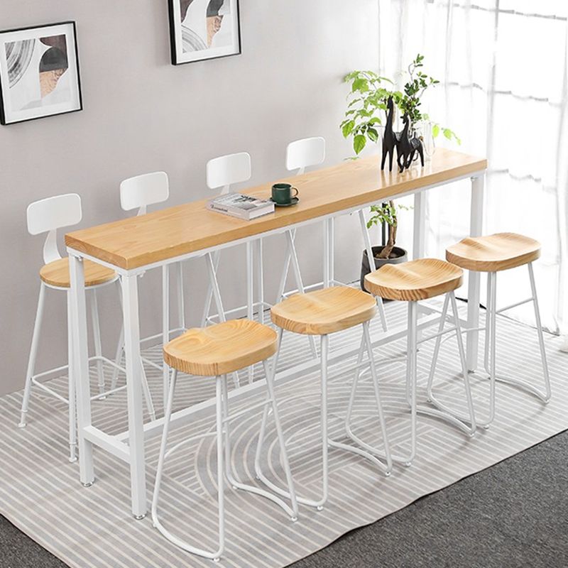 Modern Style Rectangle Wood Bar Table 1/5/9 Pieces Bar Table Set for Kitchen