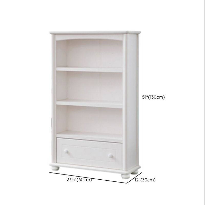 Closed Back Modern Bookcase Standard White Wooden Bookshelf with Shelves