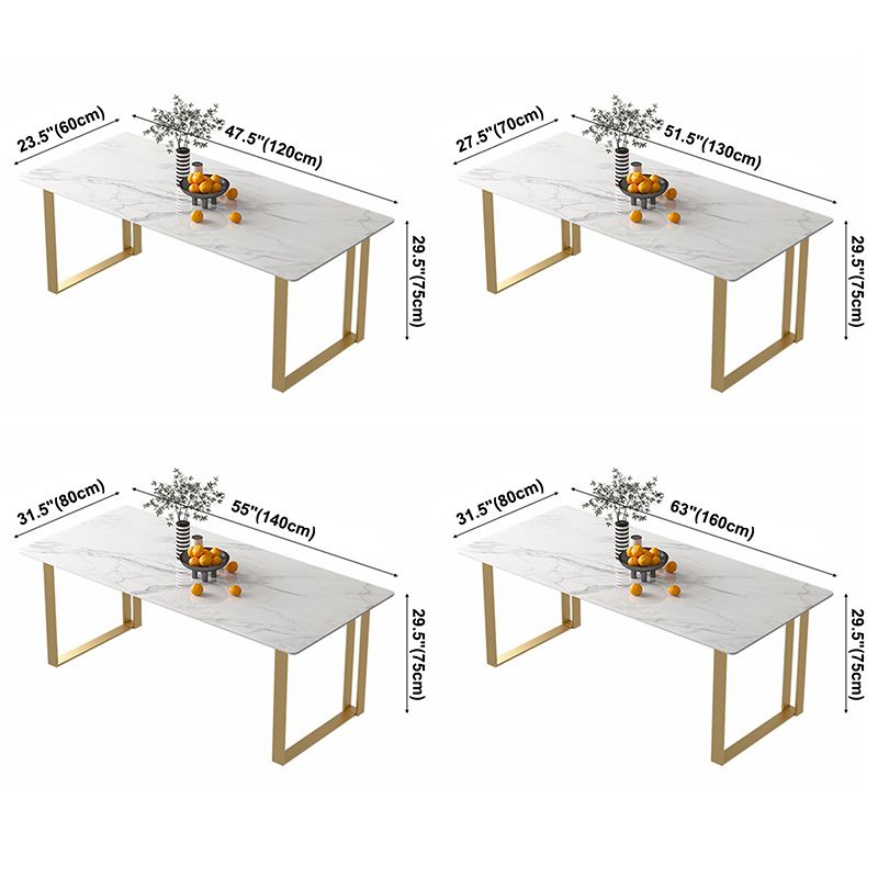 Contemporary White Standard Dining Table Rectangle Sintered Stone Dining Table for Kitchen