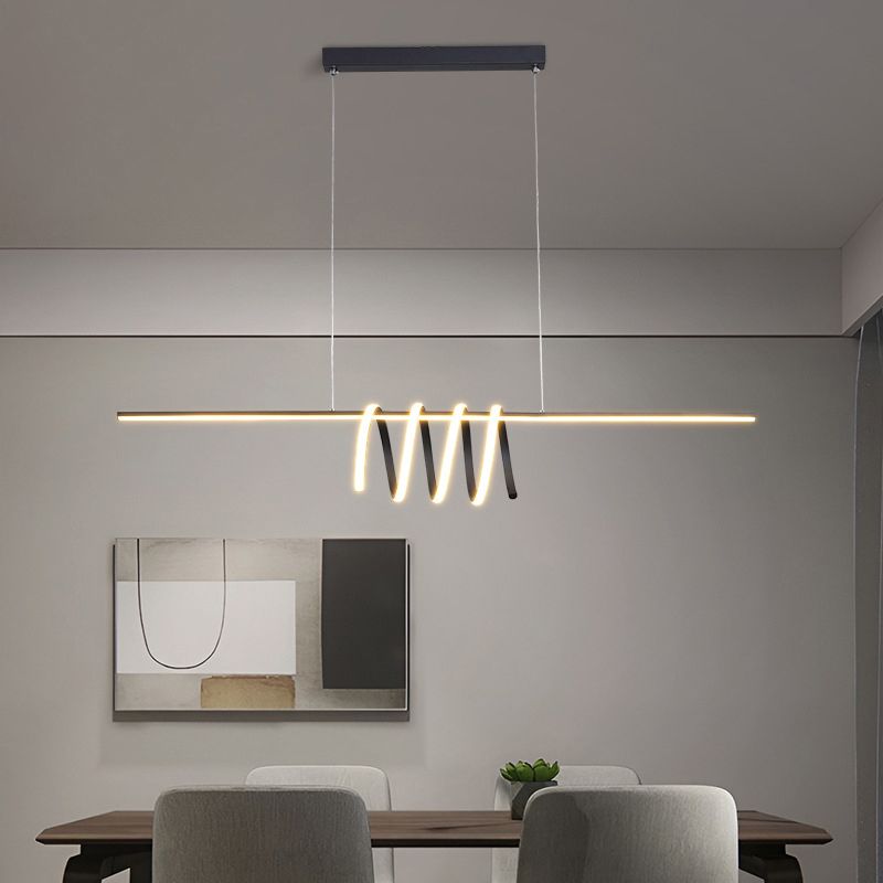 Modern LED Kitchen Island Lighting Black Ceiling Light for Room Foyer