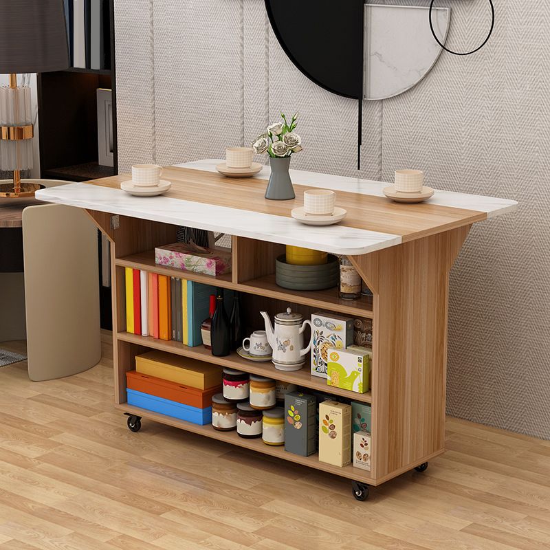 Mesa rectangular de madera maciza Mesa rectangular de madera con hoja de caída